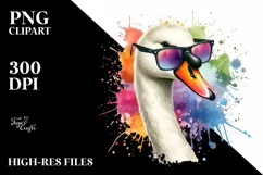 Colorful Swan with Sunglasses | Artistic Summer Sticker Product Image 1