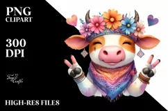 Funny Cute Cow Smiling | Sublimation Clipart Product Image 3