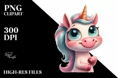 Simple Funny Expressive Unicorn, PNG Product Image 1