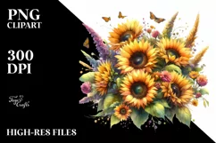 Vibrant Sunflower Watercolor Clipart Product Image 3