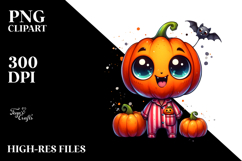 Funny Pumpkin Head in Pajamas, Vibrant PNG Product Image 2