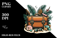 Tropical Beach Suitcase, Clipart PNG Product Image 2