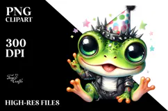 Cute Baby Frog with Punk Look PNG Product Image 2