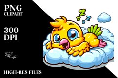 Colorful Canary Napping on Cloud PNG Product Image 2