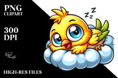 Colorful Canary Napping on Cloud PNG Product Image 2