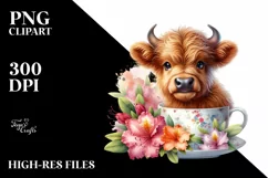 Baby Highland Cow Floral Frame Sticker Product Image 3