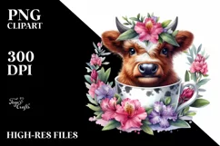 Cute Watercolor Baby Cow | Sublimation | Clipart Product Image 1