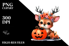 Baby Elk Halloween Watercolor Clipart Product Image 2