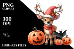 Baby Elk Halloween Watercolor Clipart Product Image 1