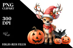 Baby Elk Halloween Watercolor Clipart Product Image 2