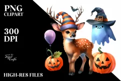 Baby Elk Halloween Watercolor Clipart Product Image 1