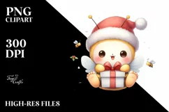 Cute Baby Bee with Gift Box PNG Product Image 1