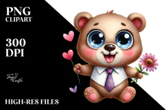 Excited Watercolor Bear standing on Two Legs | Clipart Product Image 2