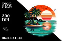 Retro Tropical Island Sunset, 20 oz Tumbler Product Image 2