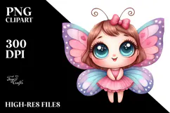 Baby Butterfly Big Eyes Watercolor Clipart Product Image 2