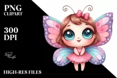 Baby Butterfly Big Eyes Watercolor Clipart Product Image 1