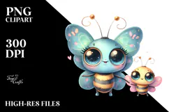 Baby Butterfly Big Eyes Watercolor Clipart Product Image 2