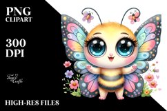 Baby Butterfly Big Eyes Watercolor Clipart Product Image 3