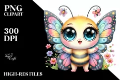 Baby Butterfly Big Eyes Watercolor Clipart Product Image 3