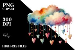 Simple Boho Cloud Hearts PNG Product Image 2