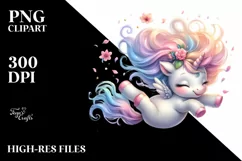 Tumbling Baby Unicorn Wind | Clipart Product Image 1