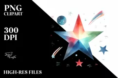 Colorful Simple Watercolor Star | Clipart Product Image 1