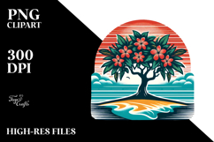 Retro Tropical Tree Beach Vector, PNG Product Image 2