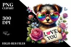 Colorful Puppy Love Heart PNG Product Image 2