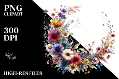 Watercolor Colorful Floral Frame PNG Product Image 2