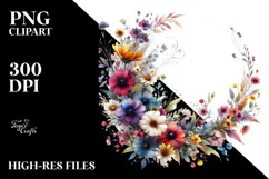 Watercolor Colorful Floral Frame PNG Product Image 2