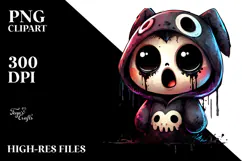 Spooky Cute Bat Waterwash PNG Product Image 2