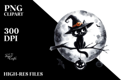 Funny Halloween Black Cat PNG Product Image 2