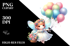 Colorful Cute Fairy Floating Balloons Clipart Product Image 2