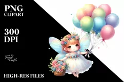 Colorful Cute Fairy Floating Balloons Clipart Product Image 1