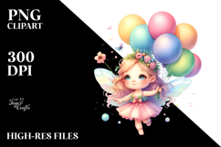 Colorful Cute Fairy Floating Balloons Clipart Product Image 2