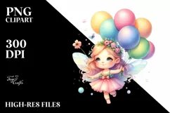 Colorful Cute Fairy Floating Balloons Clipart Product Image 1