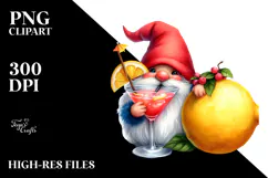 Whimsical Gnome with Cocktail, High-Res PNG Product Image 2