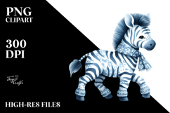 Cute Zebra Made of Blue Toile, Transparent PNG Product Image 2