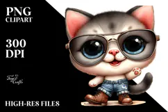Baby Cat Big Eyes Sunglasses Clipart Product Image 2