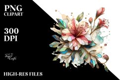 Wooden Stained Azalea Metallic Watercolor Clipart Product Image 1