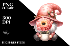 Cute Gnome Ranunculus PNG Product Image 2