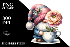 Cute Gnome Ranunculus PNG Product Image 2