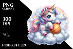 Basketball Baby Unicorn Cloud | Clipart Product Image 1