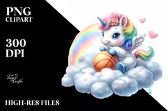 Basketball Baby Unicorn Cloud | Clipart Product Image 1