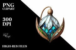Stained Snowdrop Wooden Watercolor Clipart Product Image 1