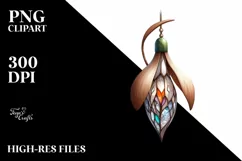 Stained Snowdrop Wooden Watercolor Clipart Product Image 3