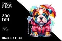 Expressive Baby Bulldog with Raincoat PNG Product Image 3
