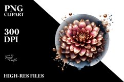 Glossy Dahlia Shiny Golden Watercolor Clipart Product Image 3
