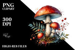 Detailed Mushroom with Watercolor Splash PNG Product Image 2