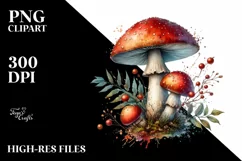 Detailed Mushroom with Watercolor Splash PNG Product Image 3